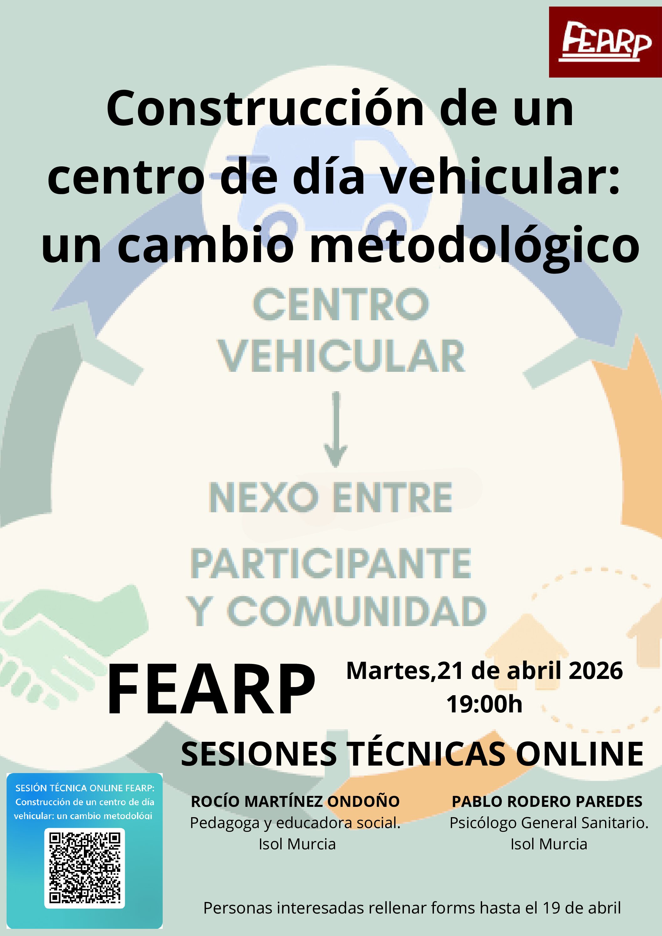 No te pierdas la Sesión Técnica ‘Construcción de un centro de día vehicular: un cambio metodológico’
